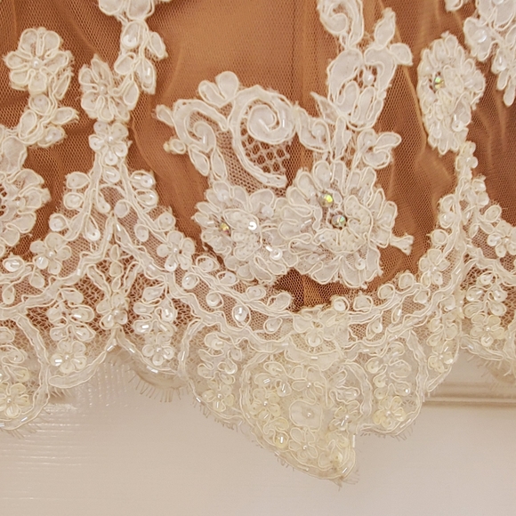 Sherri hill white/nude lace strapless cocktail dress - Picture 9 of 10